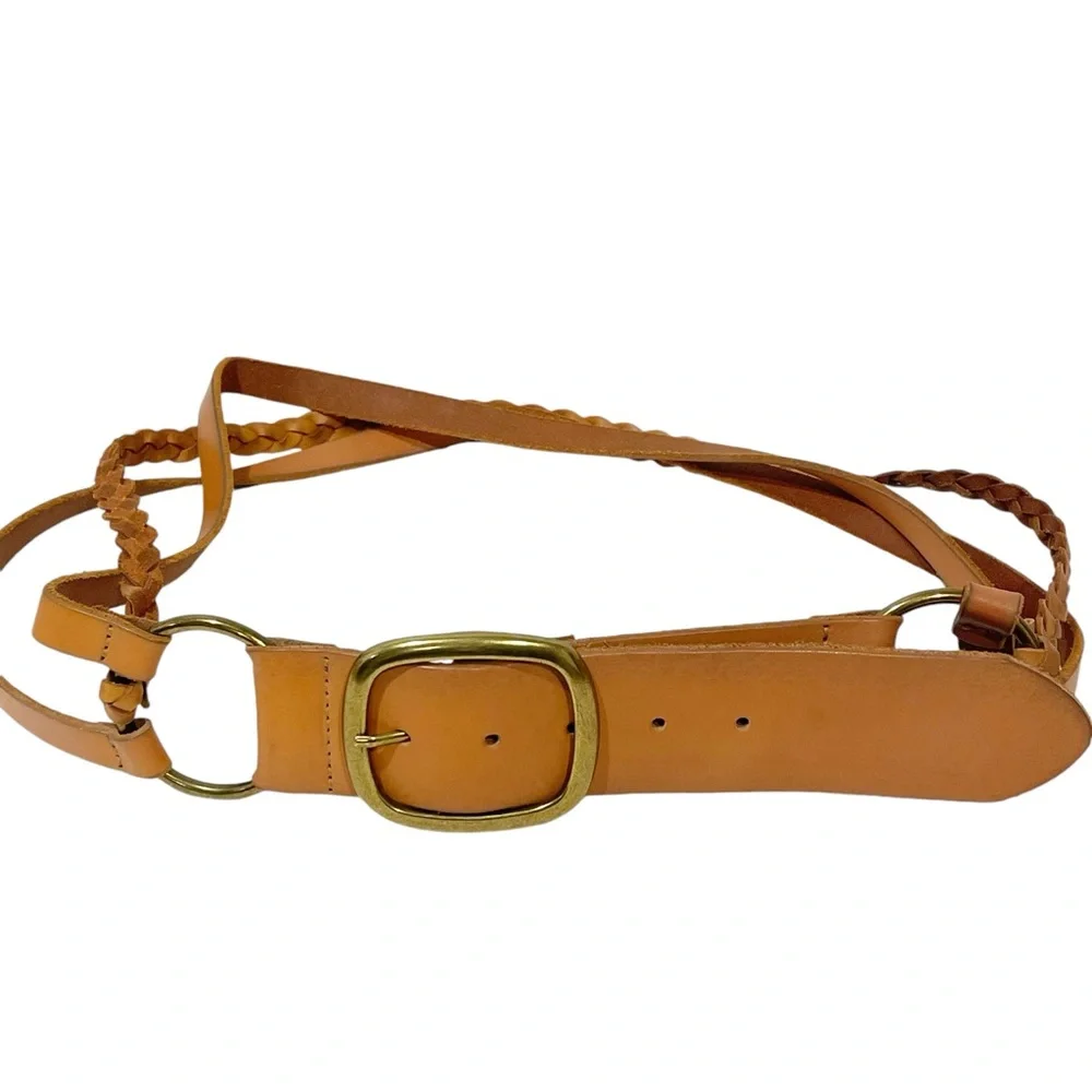 Vintage by Linea Pelle Size Large Brown Leather‎ Multi Strap Handmade Belt
